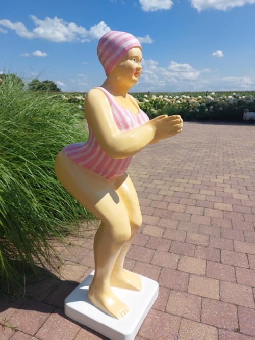 Duikende dame - roze badpak